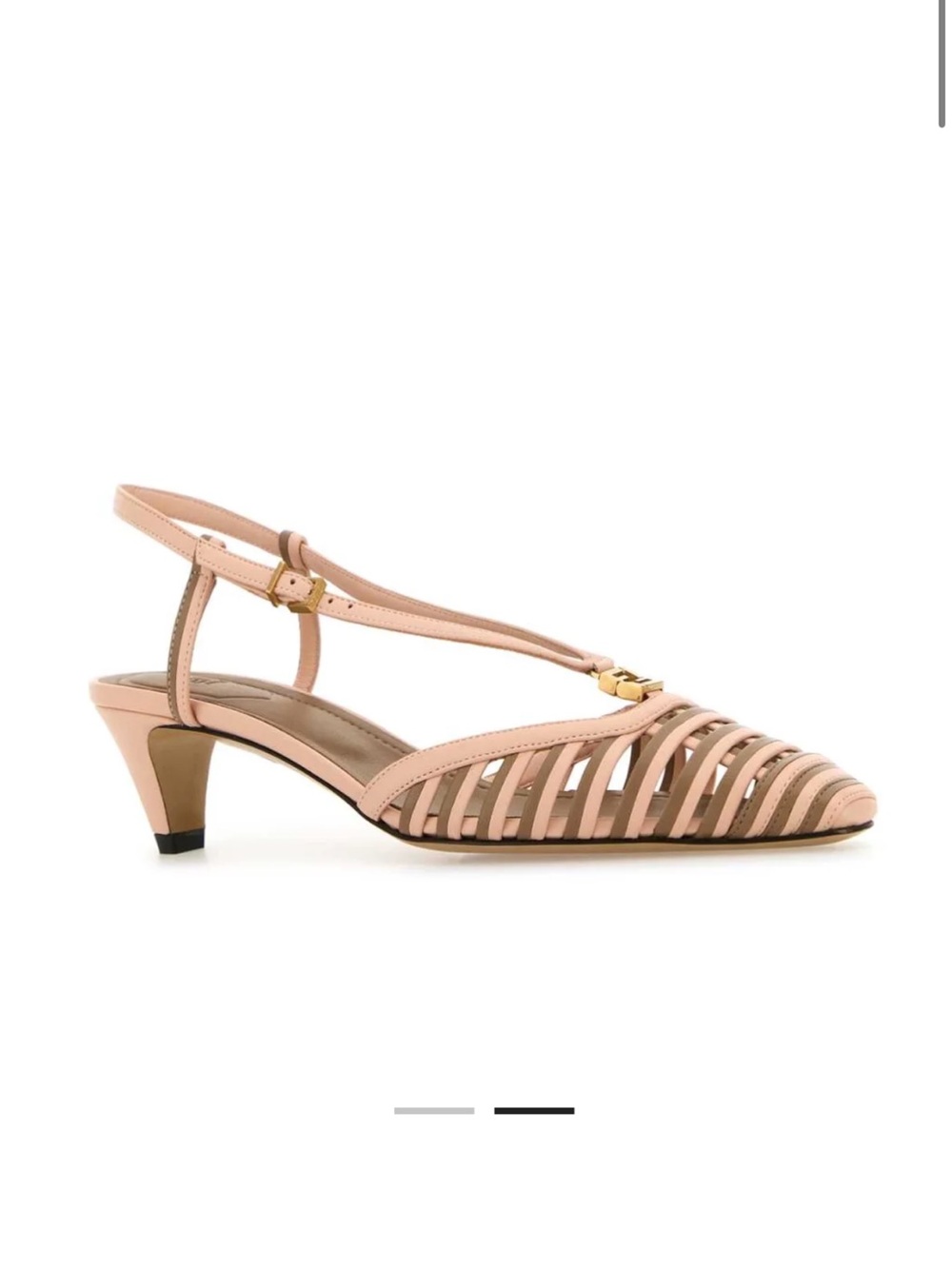 Fendi FF Fold Nude Pink Strappy Low Heel Slingbacks